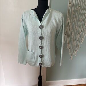 Pur Light Green Button-Up Cardigan